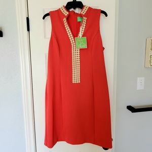 NWT Pappagallo sheath dress Poppy/Gold Sz 10